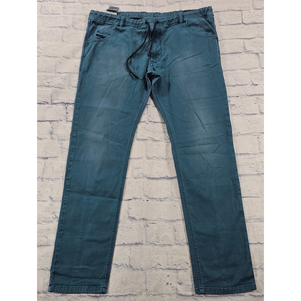Diesel Krooley NE Jogg Jeans MENS 38 Teal Blue Tapered Stretch Denim Pants Y2K